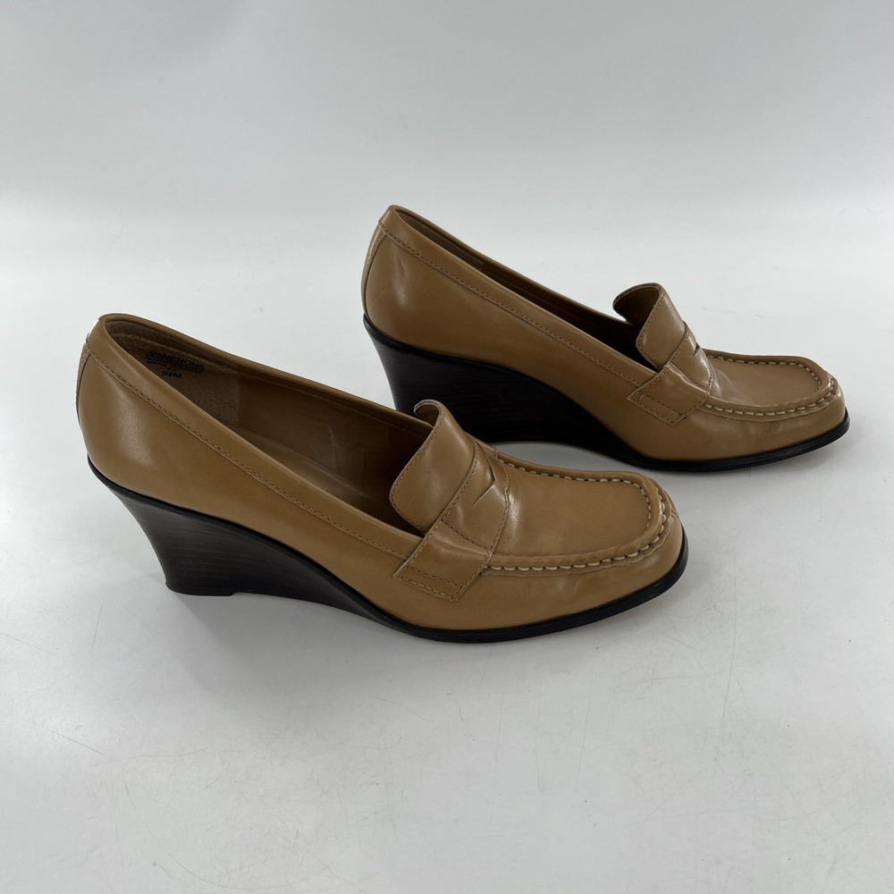 Vintage 90s Nine West Wedge Womens Square Toe Pinched Loafers Nude Granny 9.5 M - Picture 9 of 16